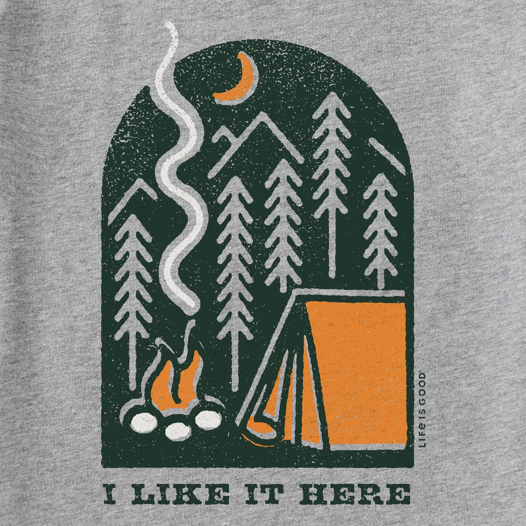 Kids I Like it Here at the Campsite Short Sleeve Crusher Tee Life is Good
