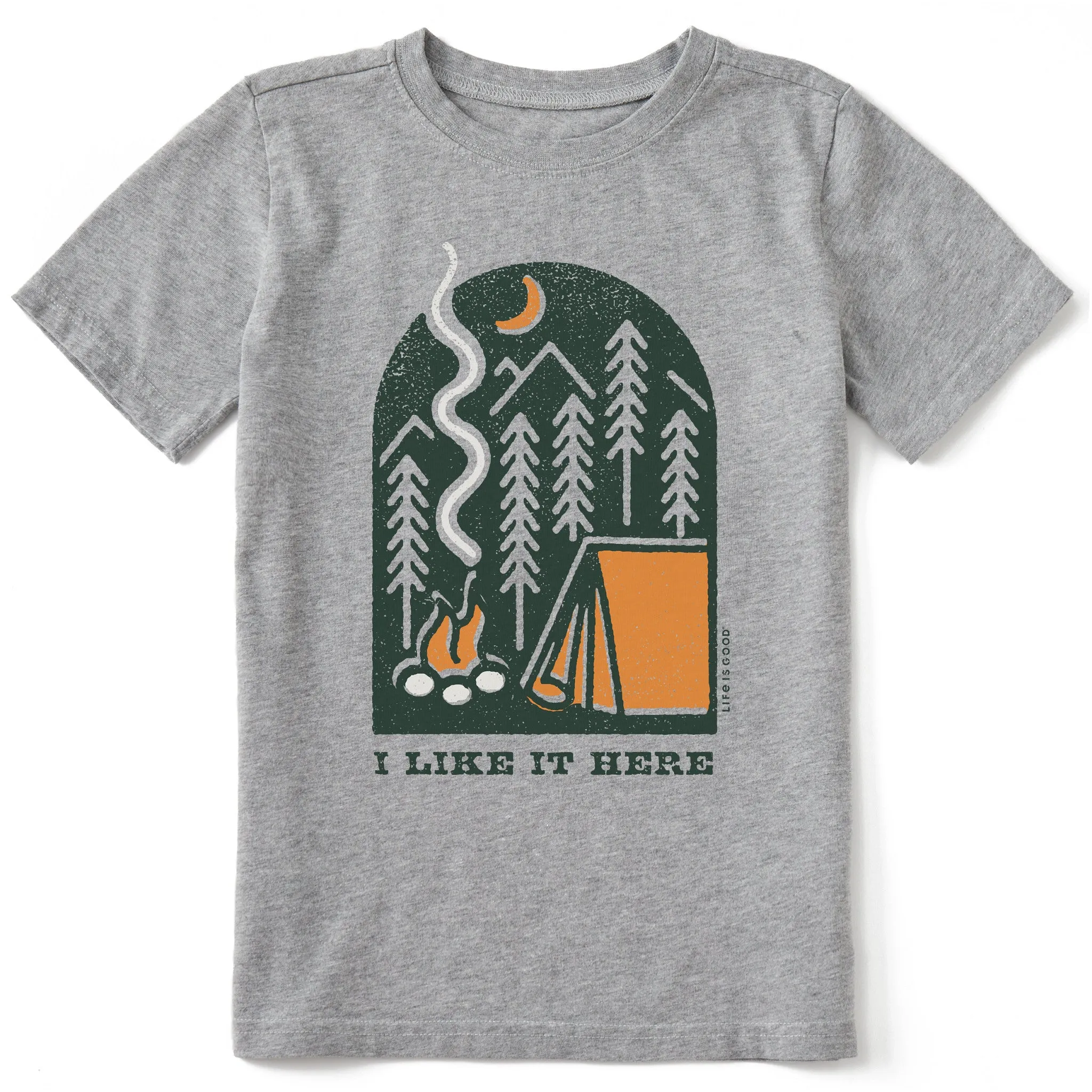 Kids I Like it Here at the Campsite Short Sleeve Crusher Tee Life is Good