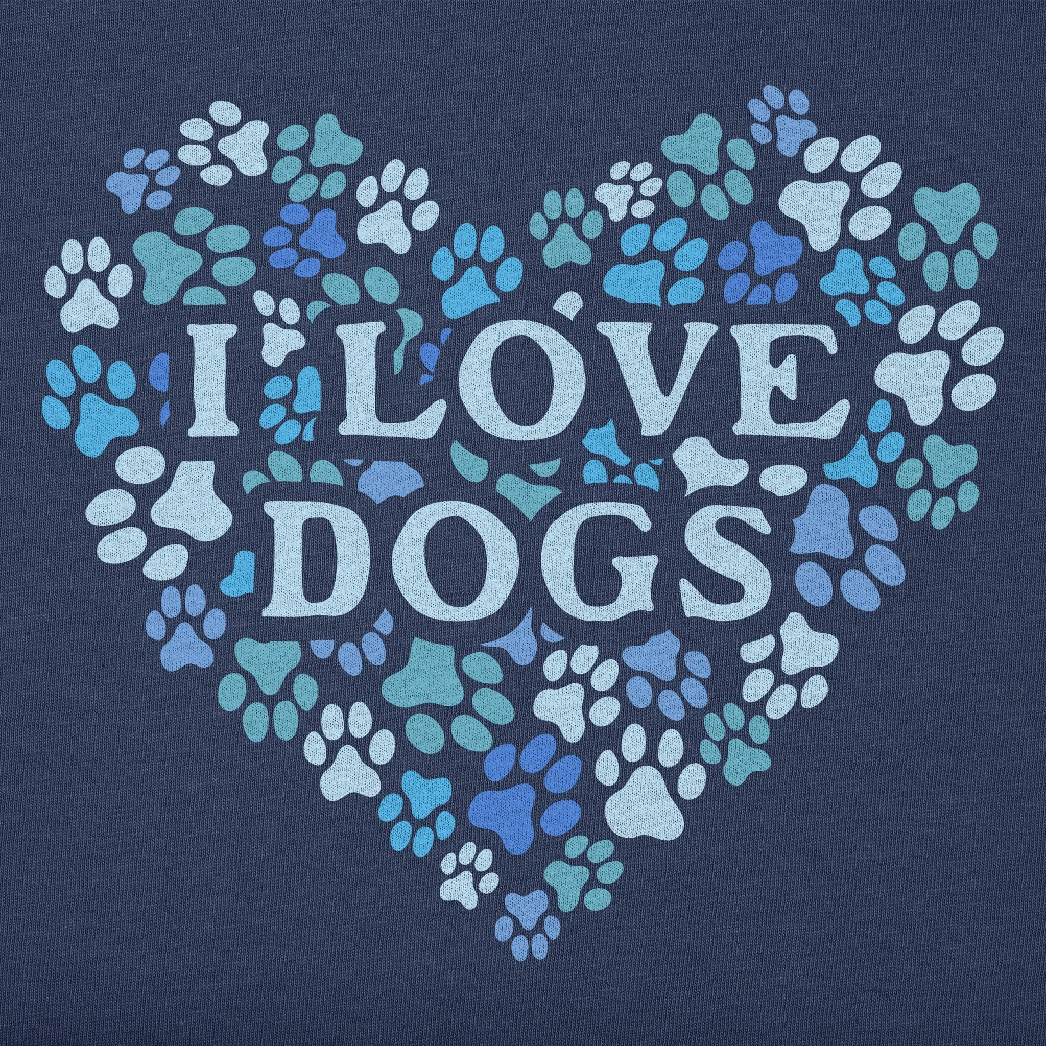 Kids I Love Dogs Paw Prints Short Sleeve Crusher Tee Life is Good