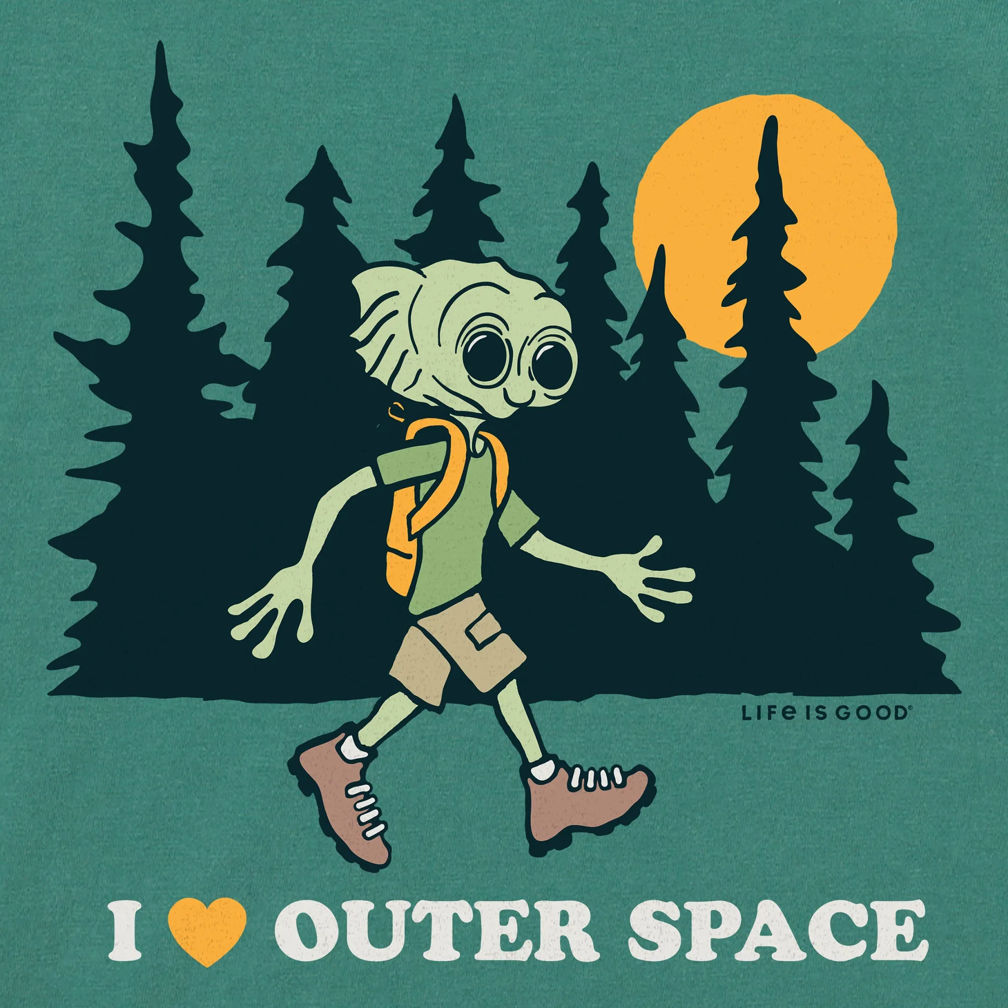 Kids I Love Outer Space Hiking Alien Long Sleeve Crusher Tee Life is Good