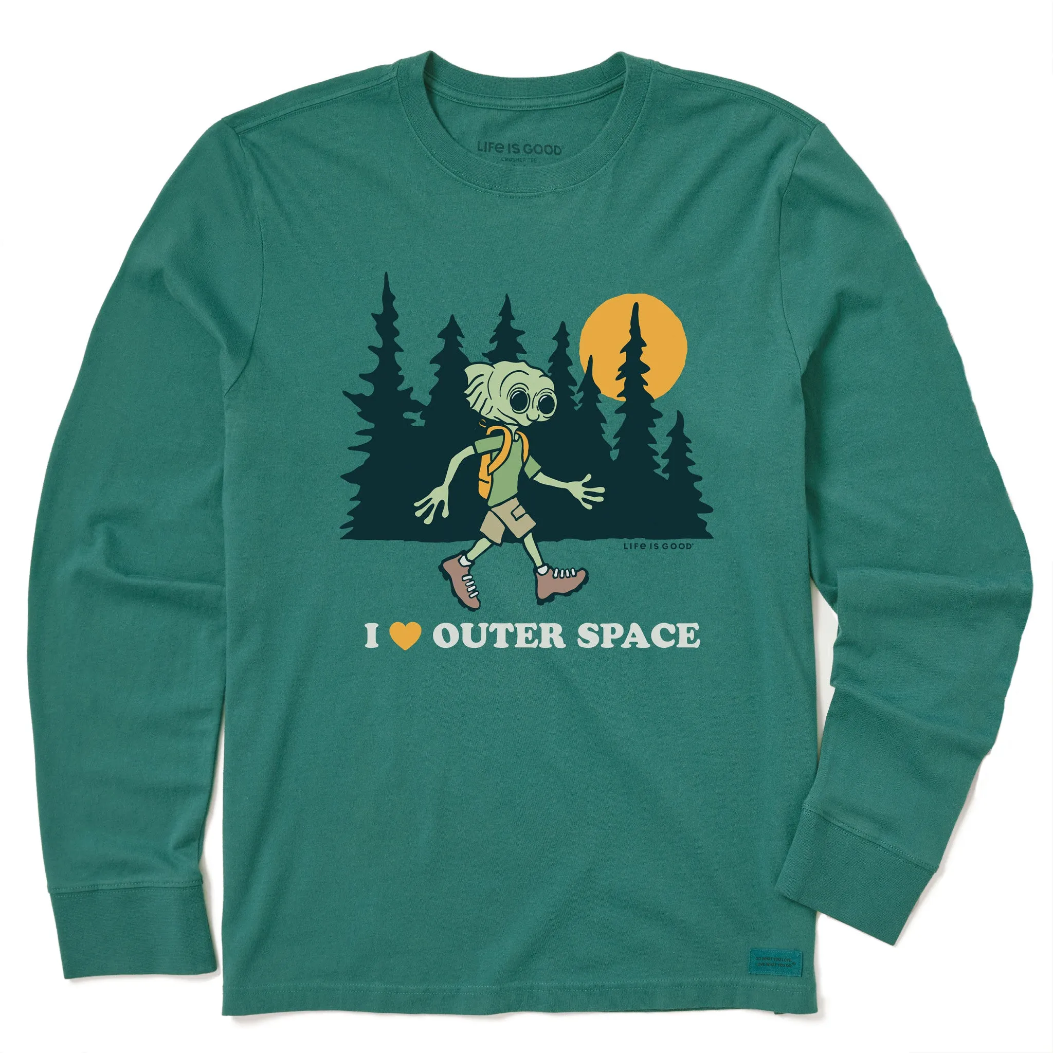 Kids I Love Outer Space Hiking Alien Long Sleeve Crusher Tee Life is Good