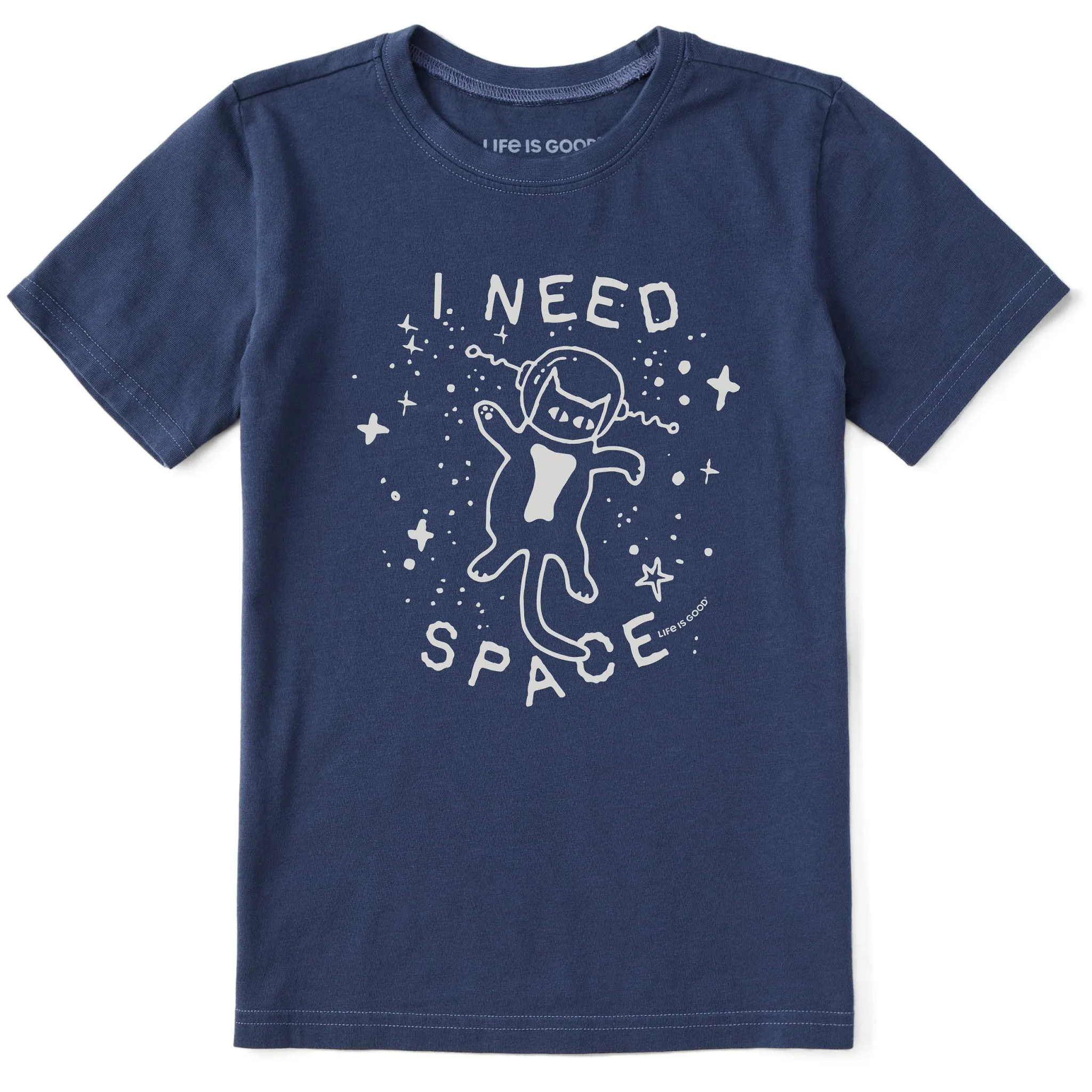 Kids I Need Space Cat Short Sleeve Crusher Tee Life is Good