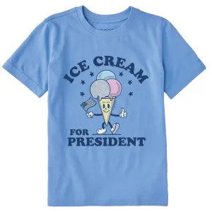 Kids Ice Cream for President Short Sleeve Crusher Tee Life is Good