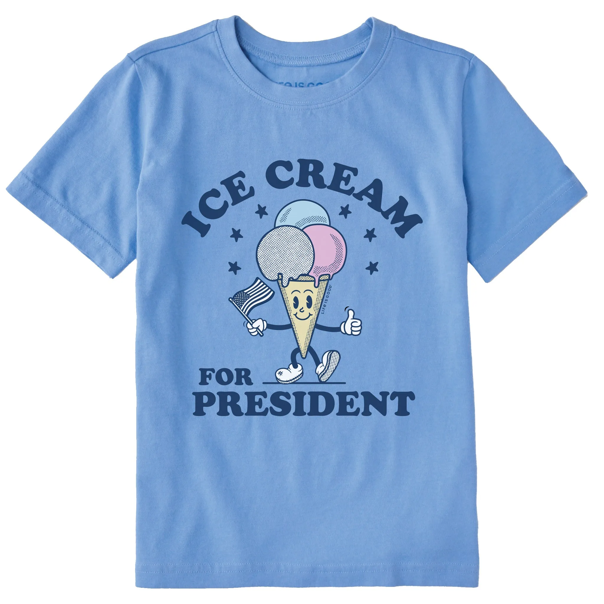 Kids Ice Cream for President Short Sleeve Crusher Tee Life is Good