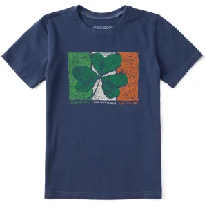 Kids Irish Flag Clover Short Sleeve Crusher Tee Life is Good