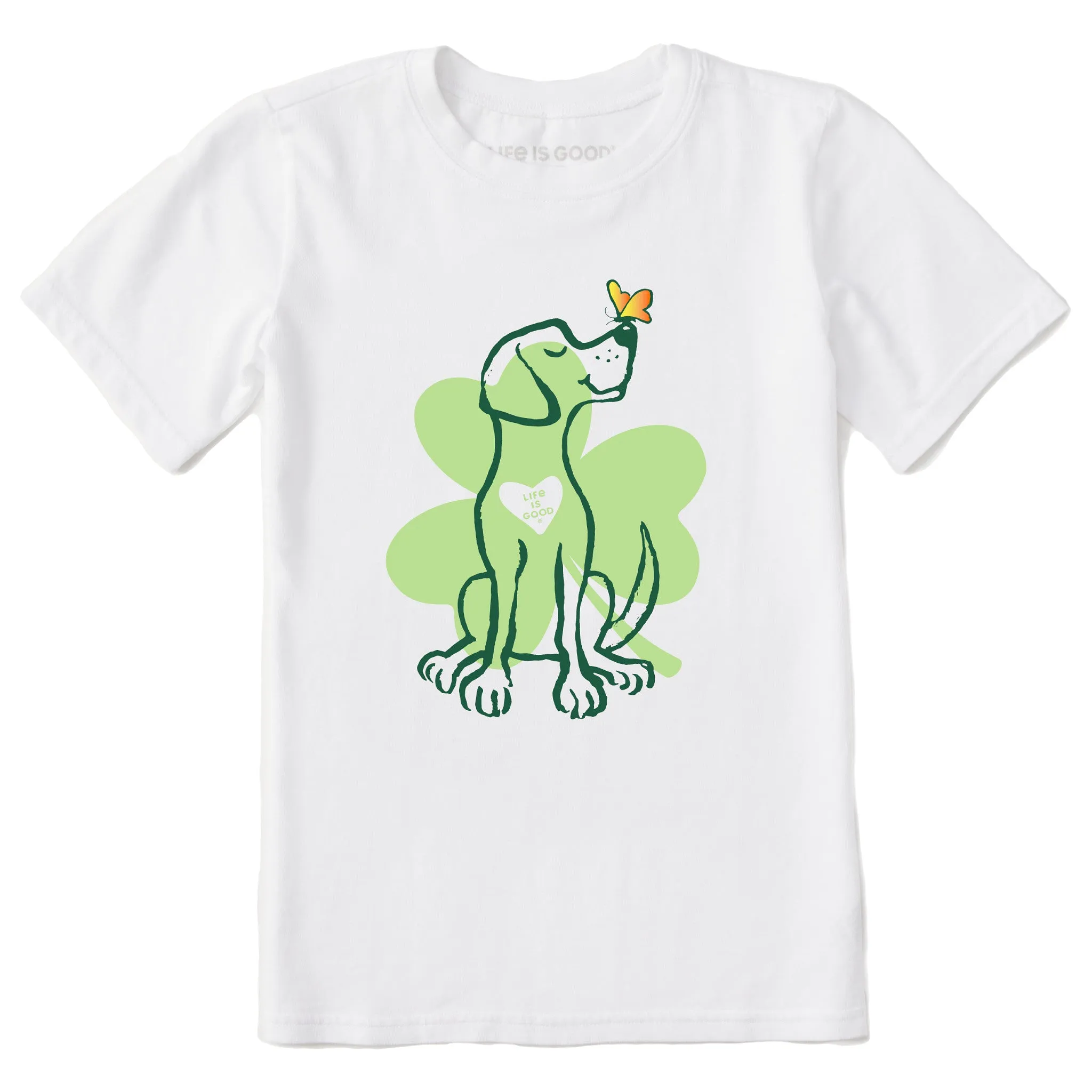 Kids Irish Spring Clover Dog Short Sleeve Crusher Tee Life is Good