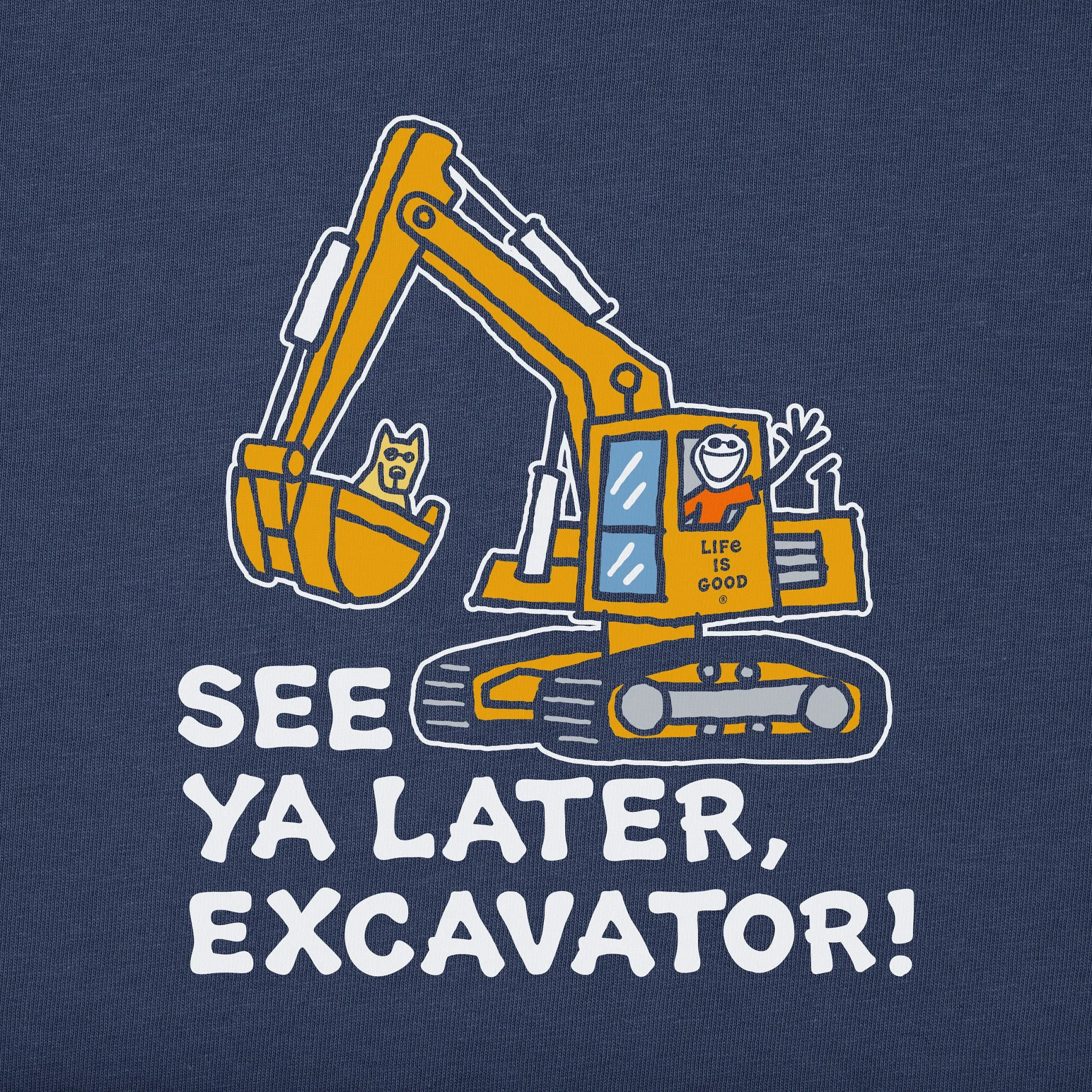 Kids Jake and Rocket Excavator Long Sleeve Crusher Tee Life is Good