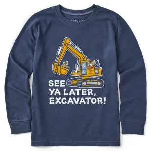 Kids Jake and Rocket Excavator Long Sleeve Crusher Tee Life is Good