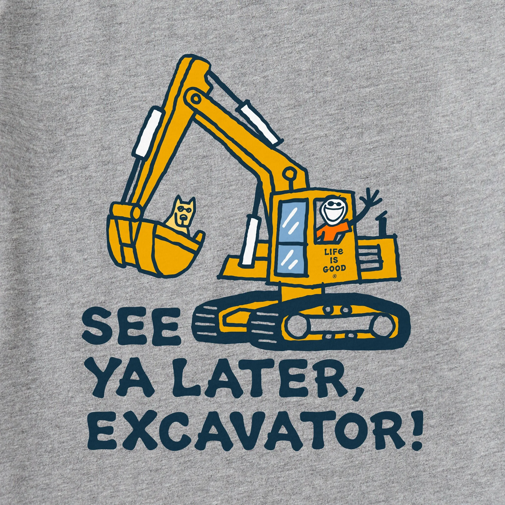 Kids Jake and Rocket Excavator Long Sleeve Crusher Tee Life is Good