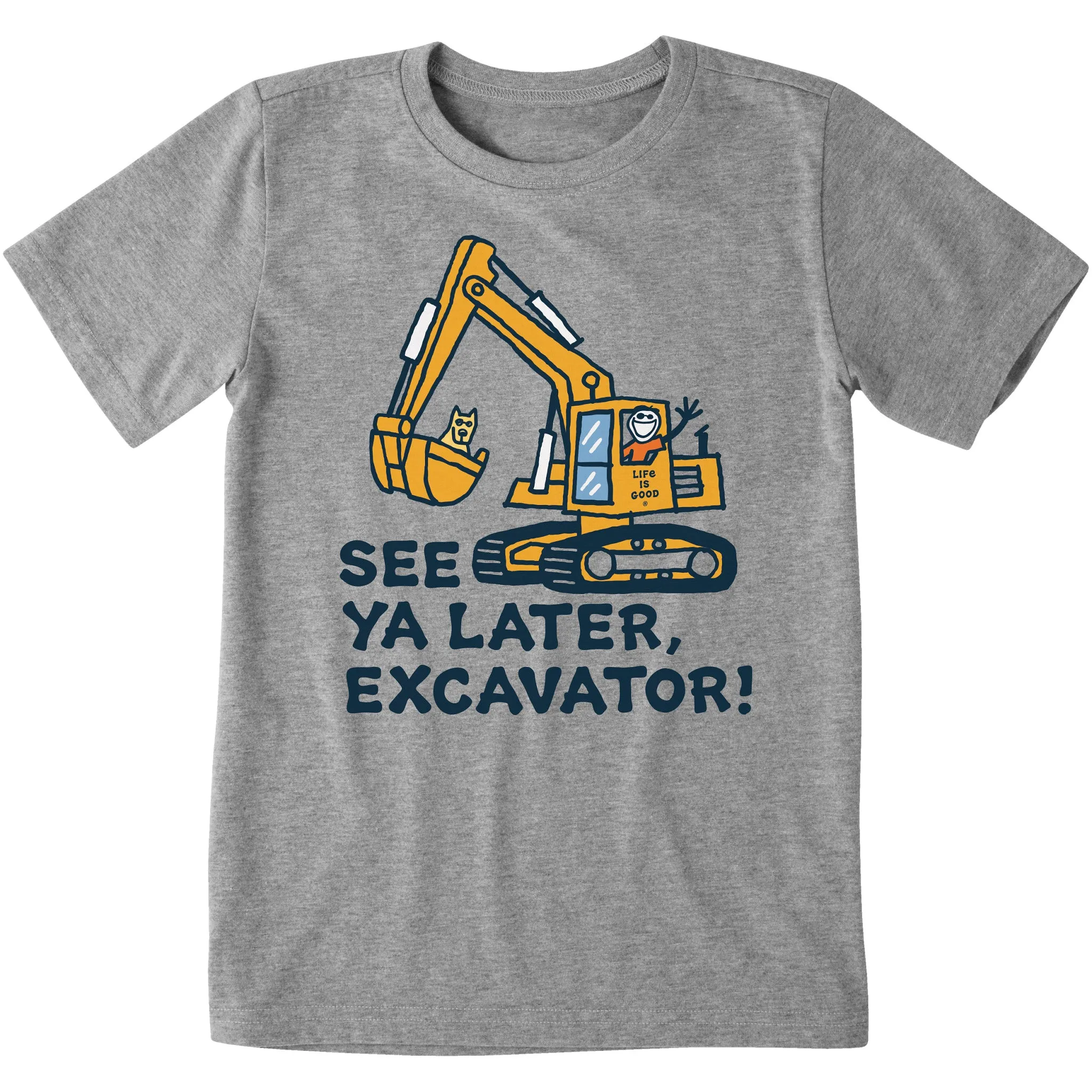 Kids Jake and Rocket Excavator Short Sleeve Crusher Tee Life is Good