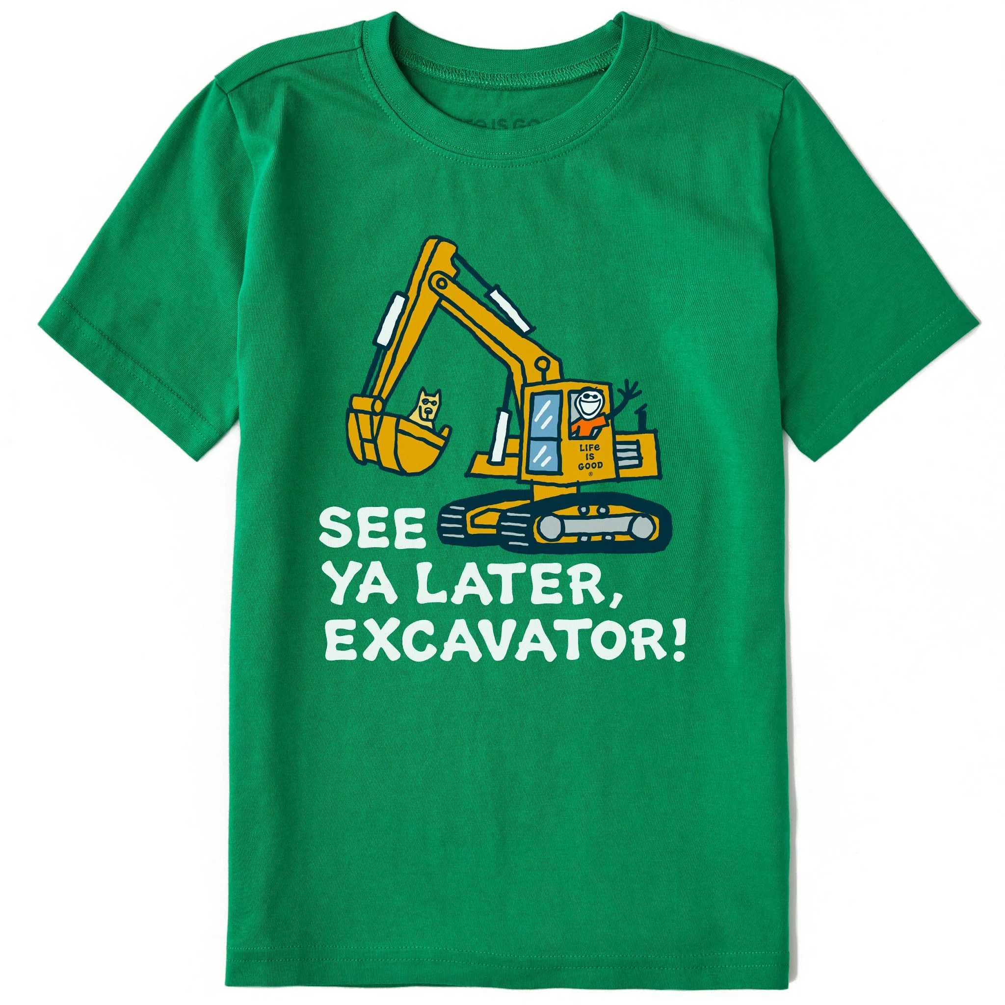 Kids Jake and Rocket Excavator Short Sleeve Crusher Tee Life is Good