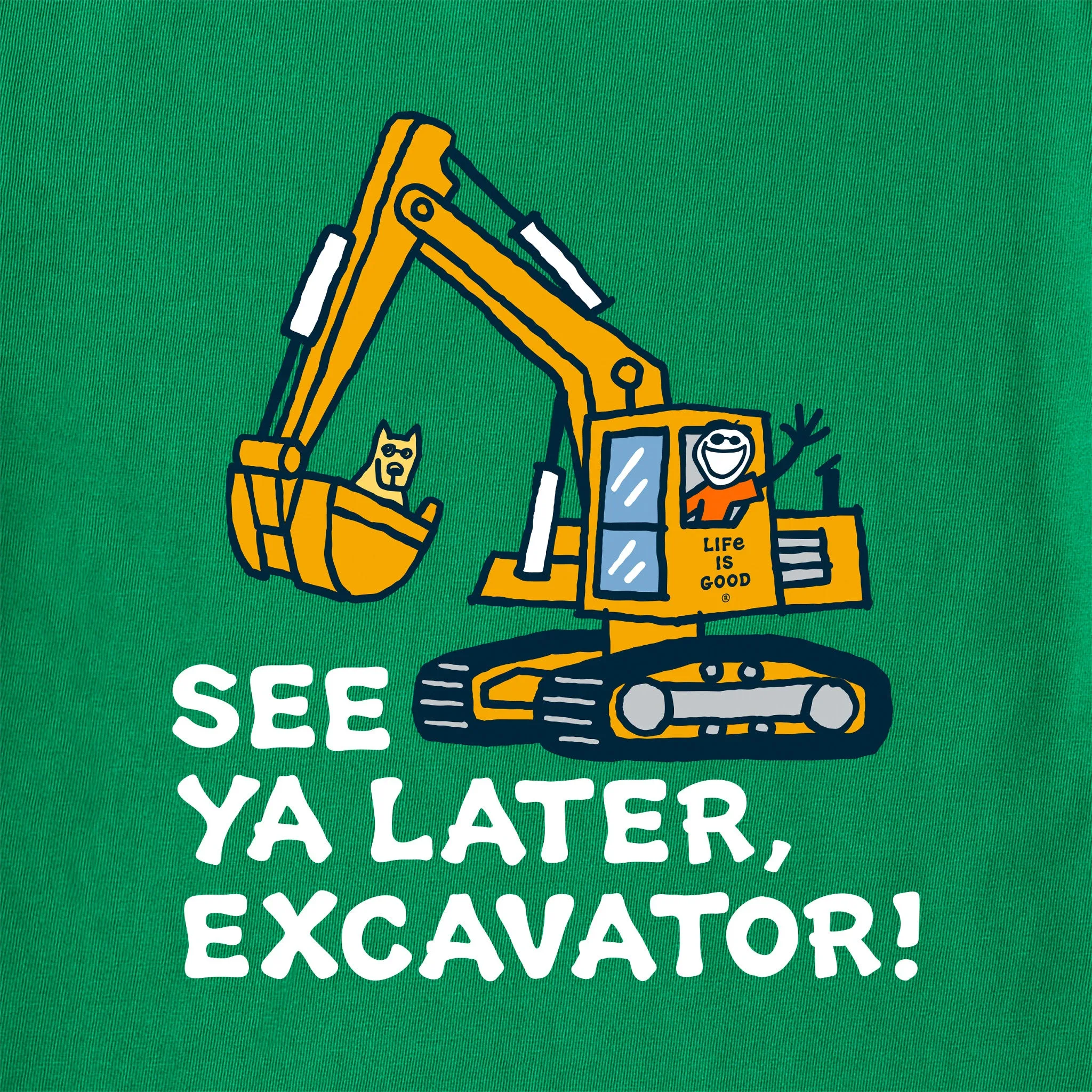 Kids Jake and Rocket Excavator Short Sleeve Crusher Tee Life is Good