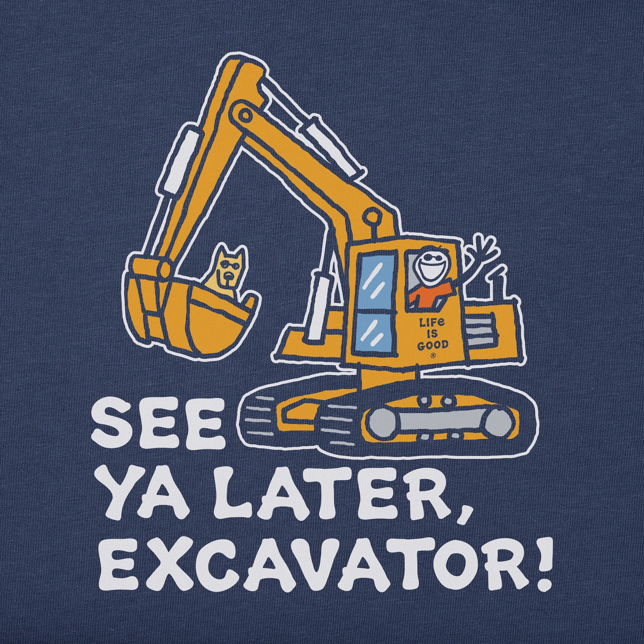 Kids Jake and Rocket Excavator Short Sleeve Crusher Tee Life is Good