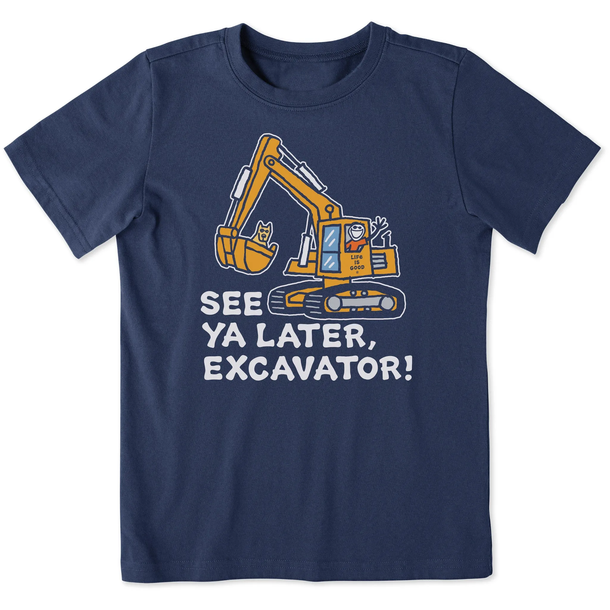 Kids Jake and Rocket Excavator Short Sleeve Crusher Tee Life is Good