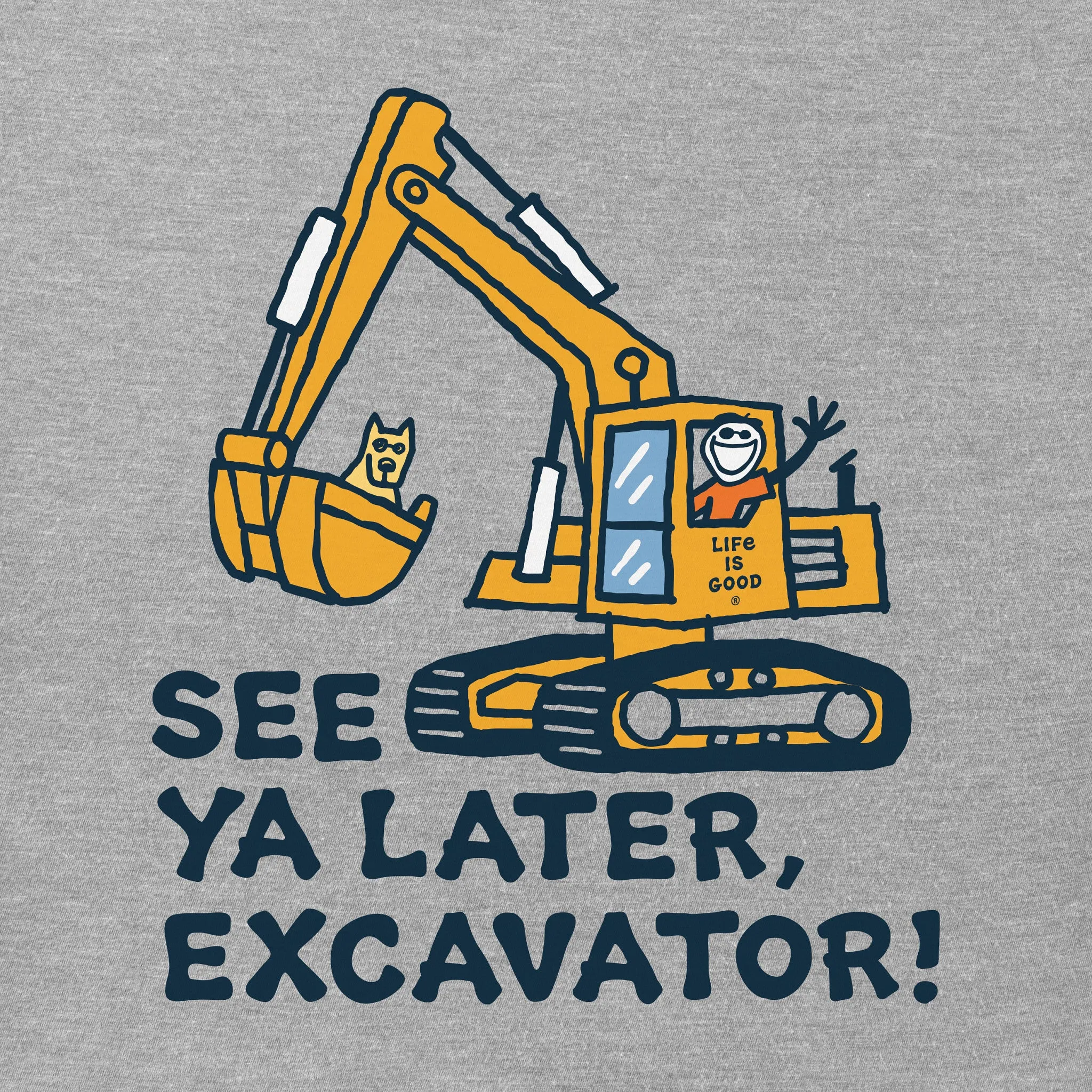 Kids Jake and Rocket Excavator Short Sleeve Crusher Tee Life is Good