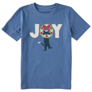 Kids Joy Cat Wreath Short Sleeve Crusher Tee Life is Good