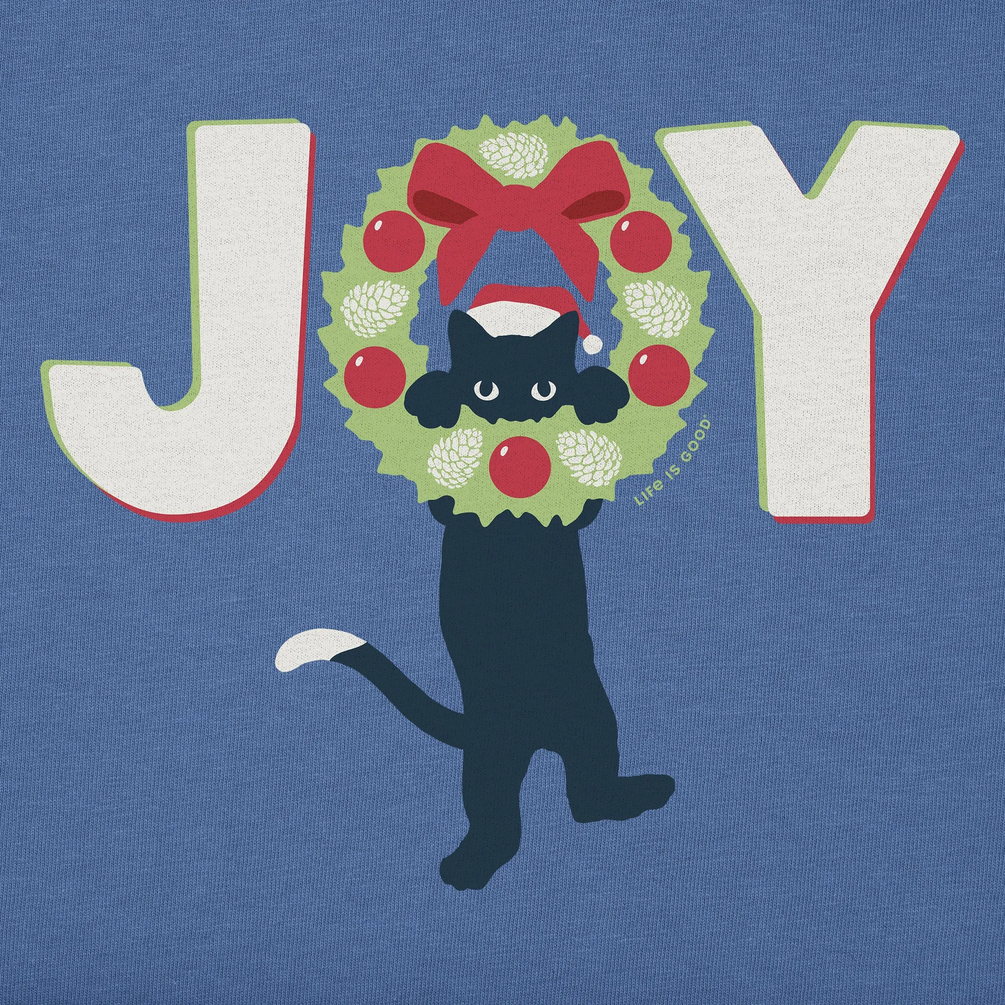 Kids Joy Cat Wreath Short Sleeve Crusher Tee Life is Good