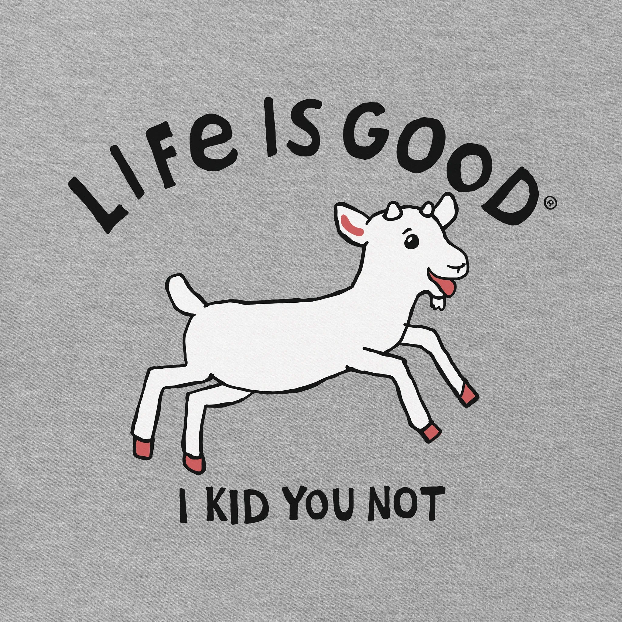 Kids Jumping Baby Goat Short Sleeve Crusher Tee Life is Good
