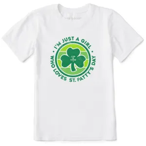 Kids Just a Girl St. Pats Day Short Sleeve Crusher Tee Life is Good