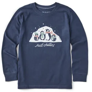 Kids Just Chillin' Penguin Fam Long Sleeve Crusher Tee Life is Good