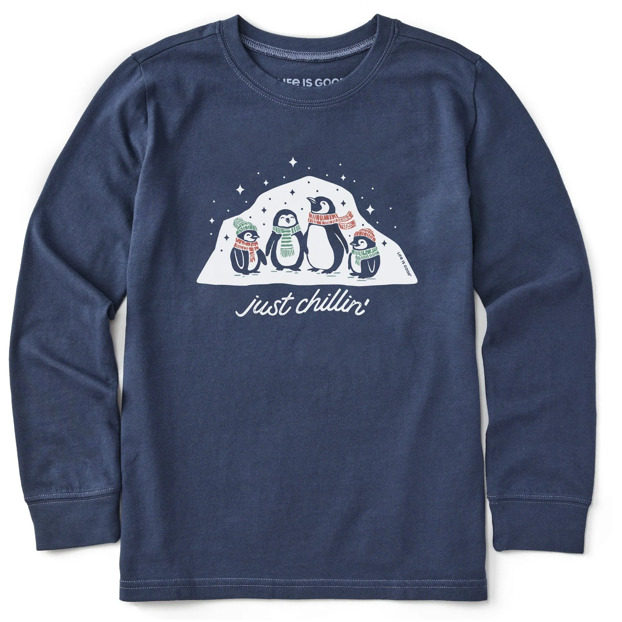 Kids Just Chillin' Penguin Fam Long Sleeve Crusher Tee Life is Good