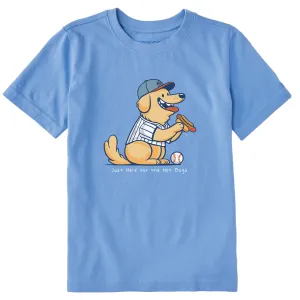 Kids Just Here for the Hot Dogs Golden Short Sleeve Crusher Tee Life is Good