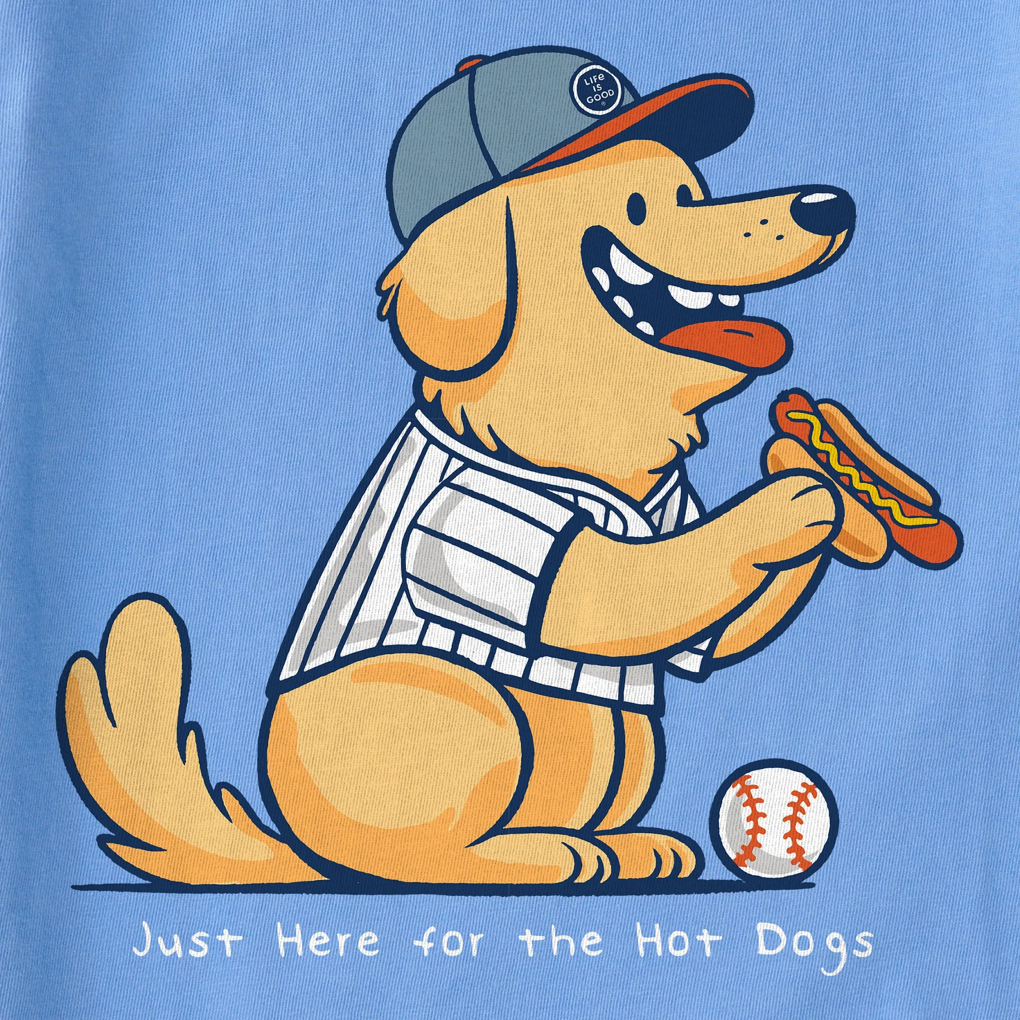 Kids Just Here for the Hot Dogs Golden Short Sleeve Crusher Tee Life is Good