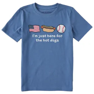 Kids Just Here for the Hot Dogs Short Sleeve Crusher Tee Life is Good