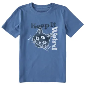 Kids Keep it Weird Cat Short Sleeve Crusher Tee Life is Good
