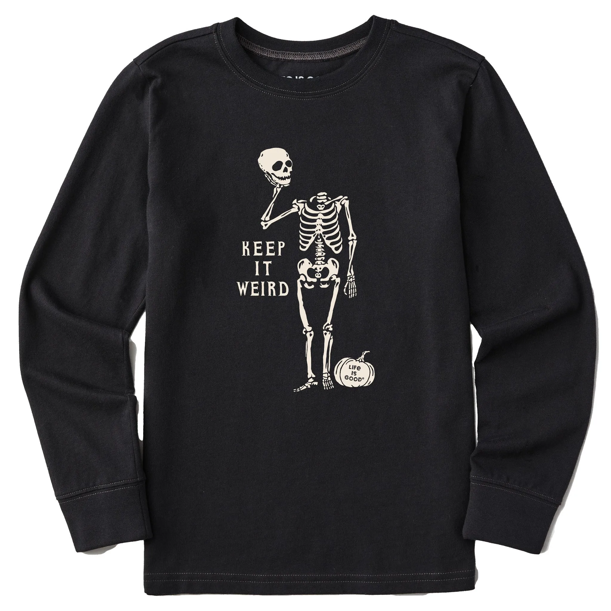 Kids Keep it Weird Skeleton Long Sleeve Crusher Tee Life is Good