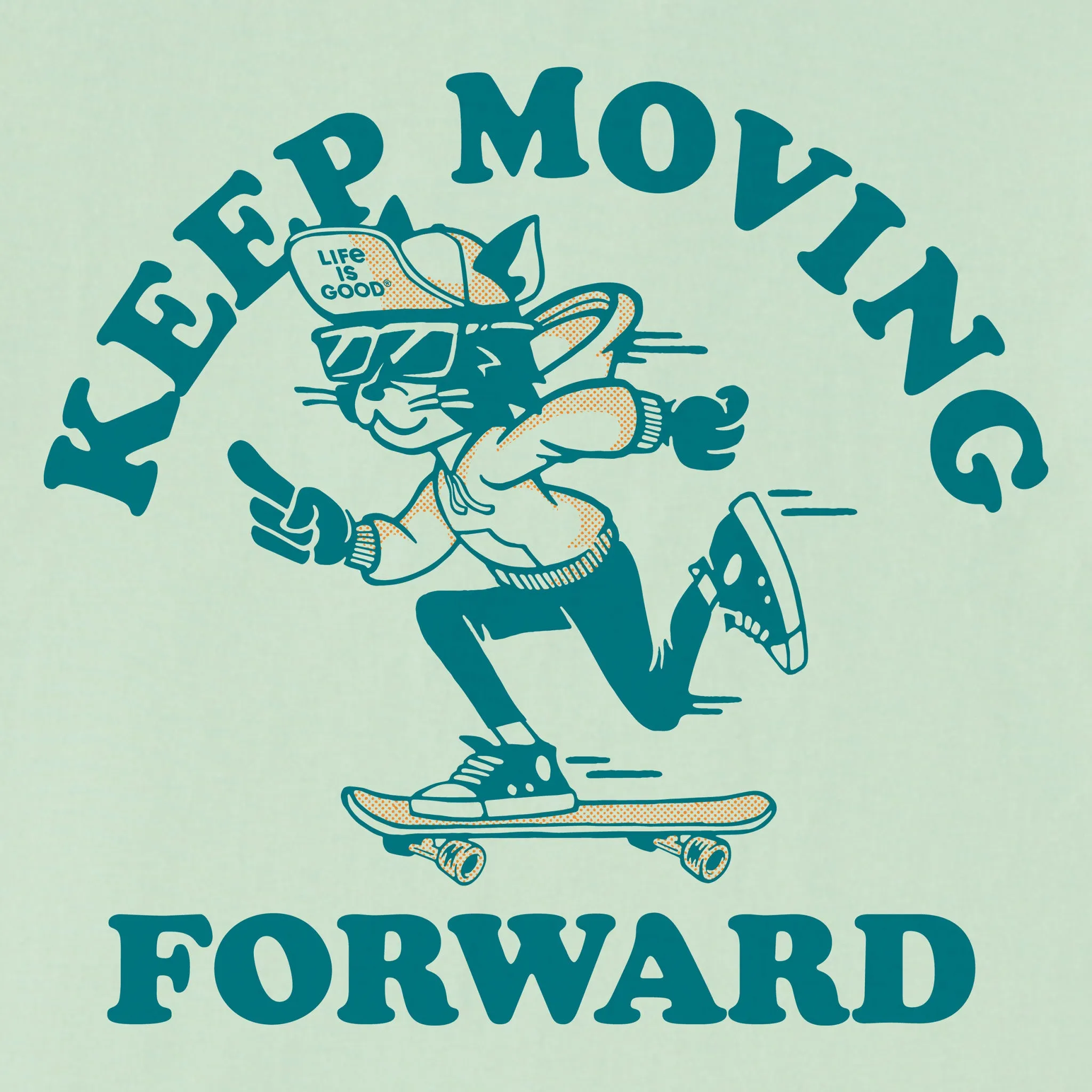 Kids Keep Moving Forward Cat Short Sleeve Crusher Tee Life is Good