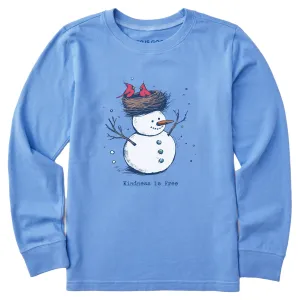 Kids Kindness is Free Snowman Long Sleeve Crusher Tee Life is Good