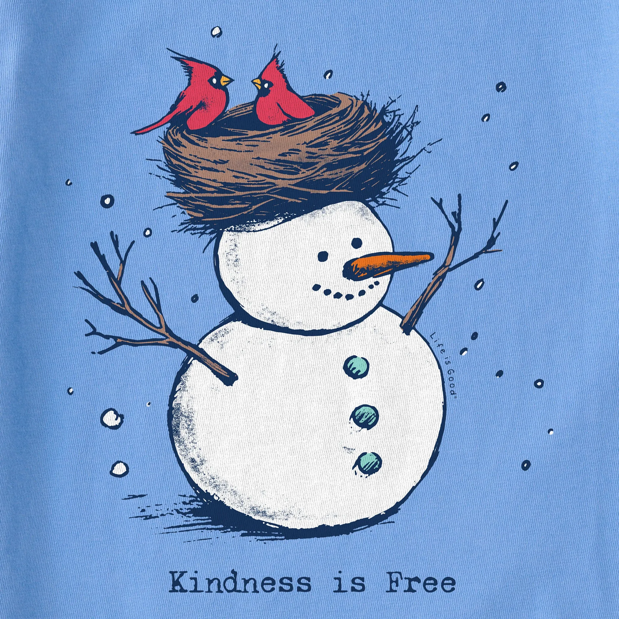 Kids Kindness is Free Snowman Long Sleeve Crusher Tee Life is Good