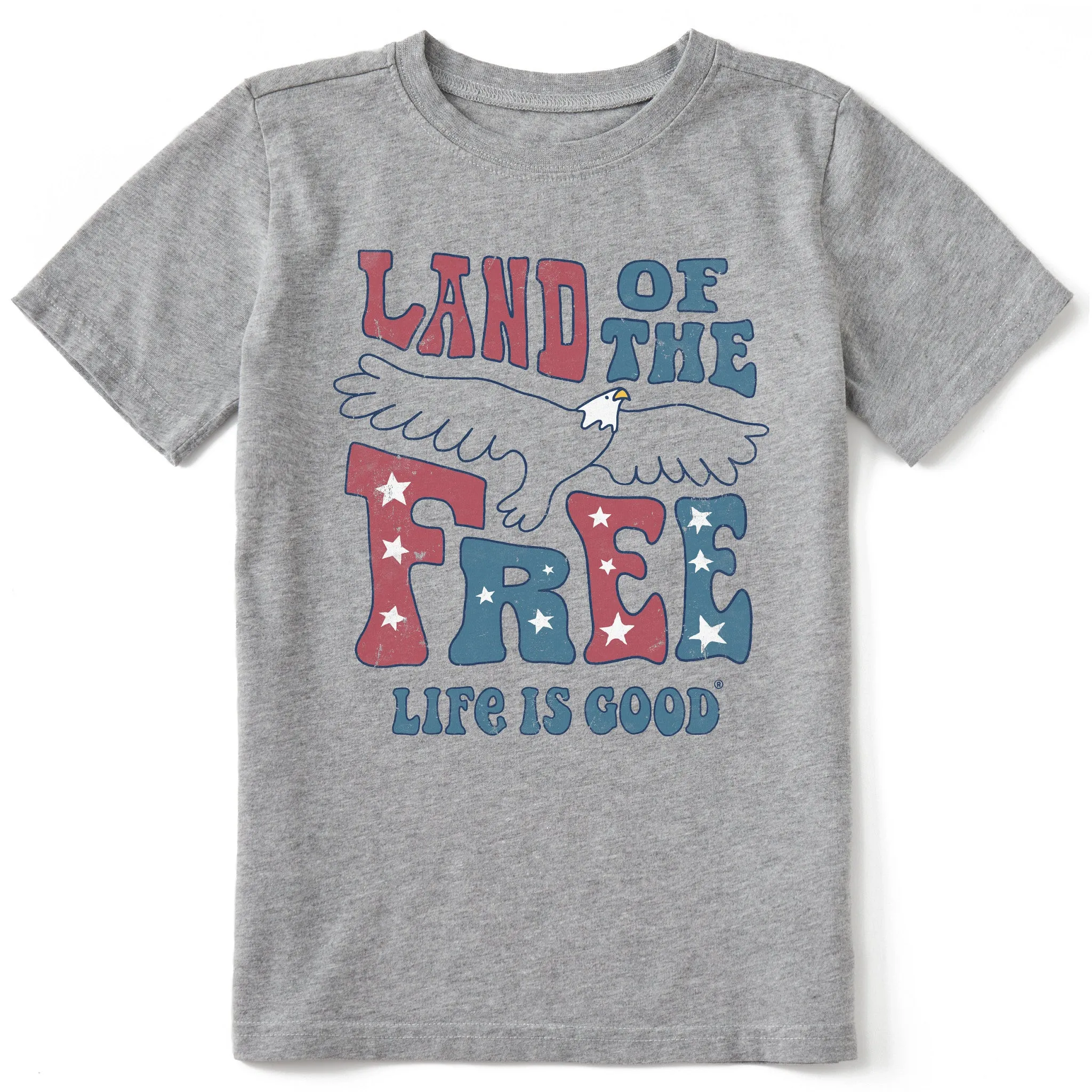 Kids Land of the Free Eagle Short Sleeve Crusher Tee Life is Good