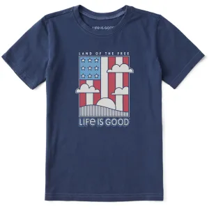 Kids Land the Free Flag Short Sleeve Crusher Tee Life is Good