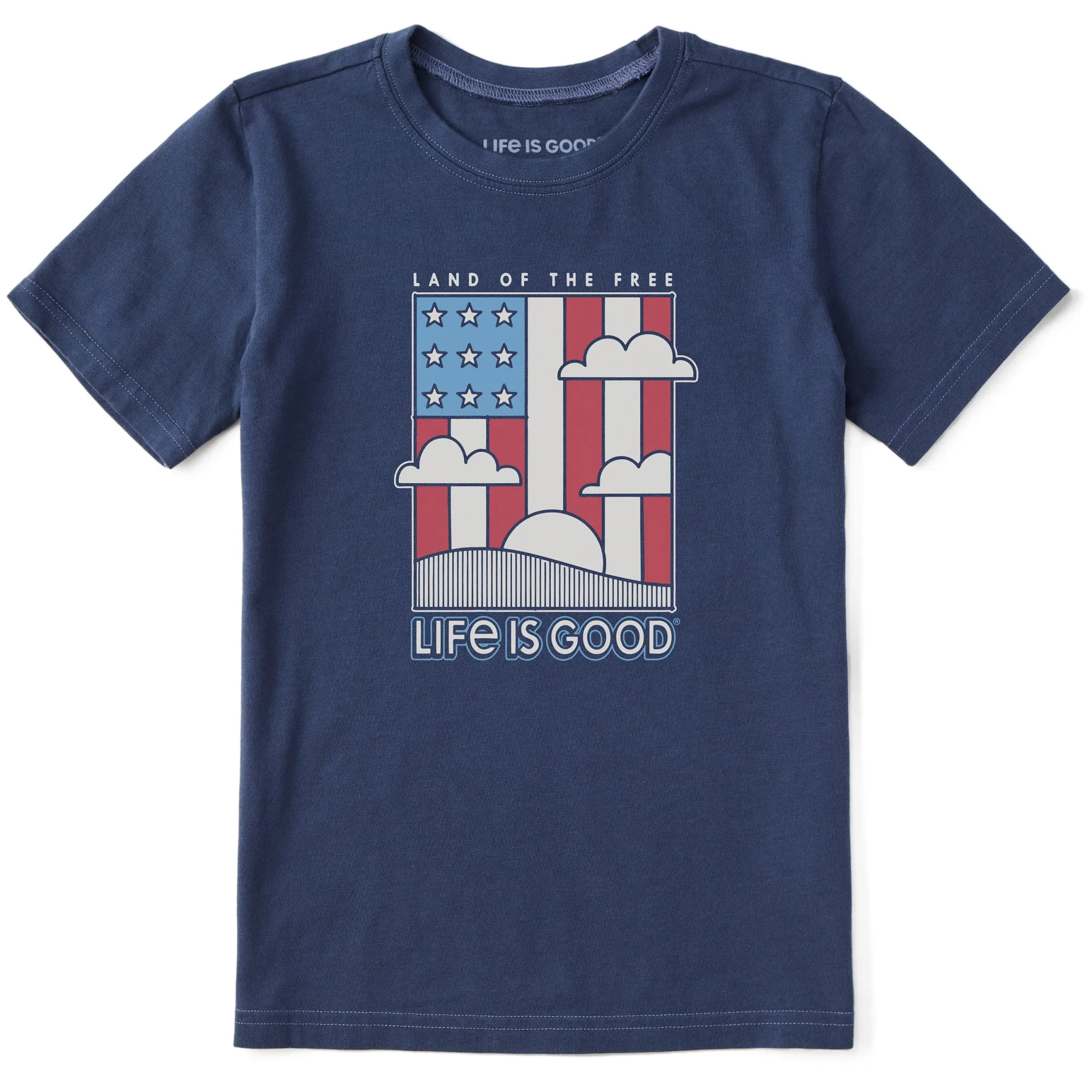 Kids Land the Free Flag Short Sleeve Crusher Tee Life is Good