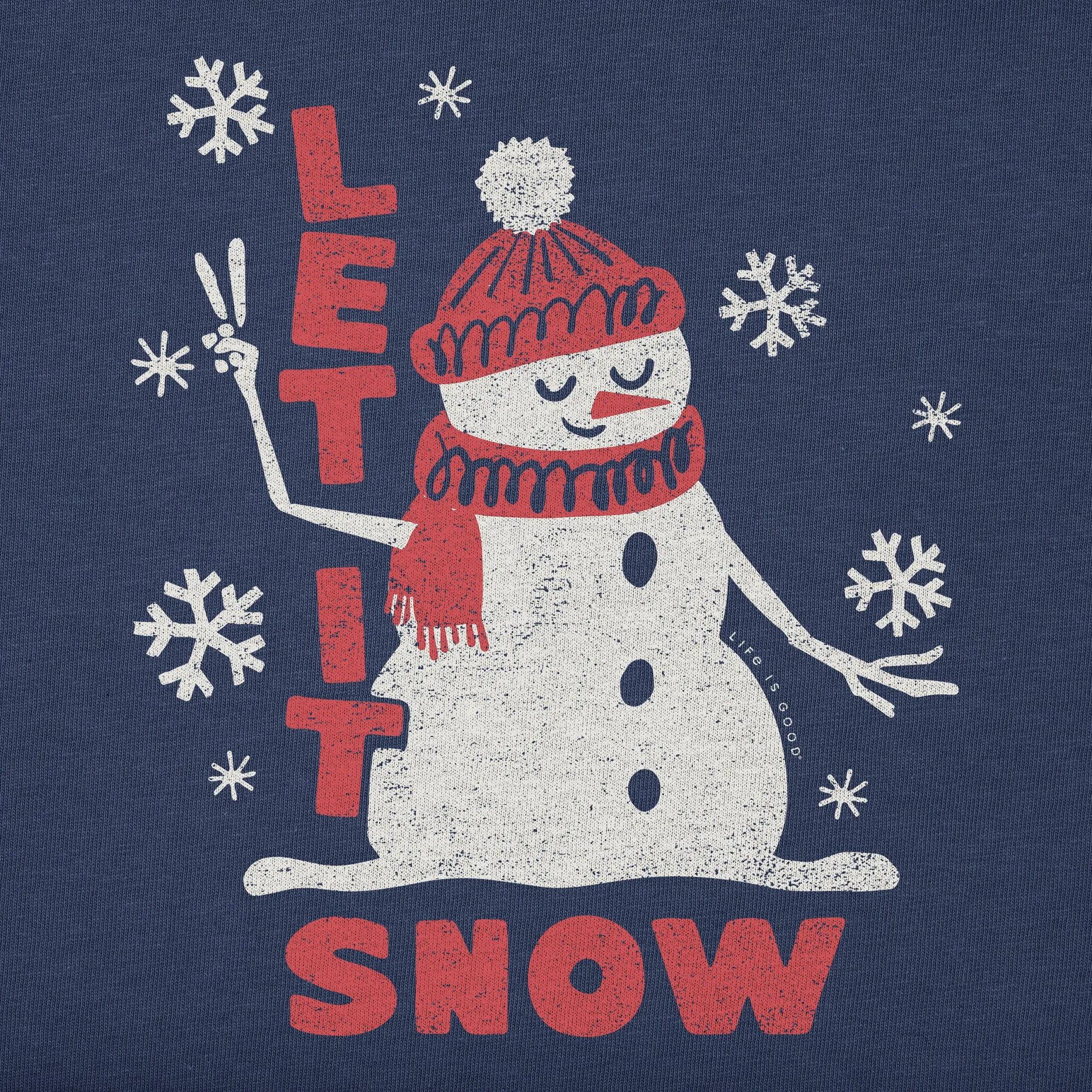 Kids Let it Snow Snowman Short Sleeve Crusher Tee Life is Good
