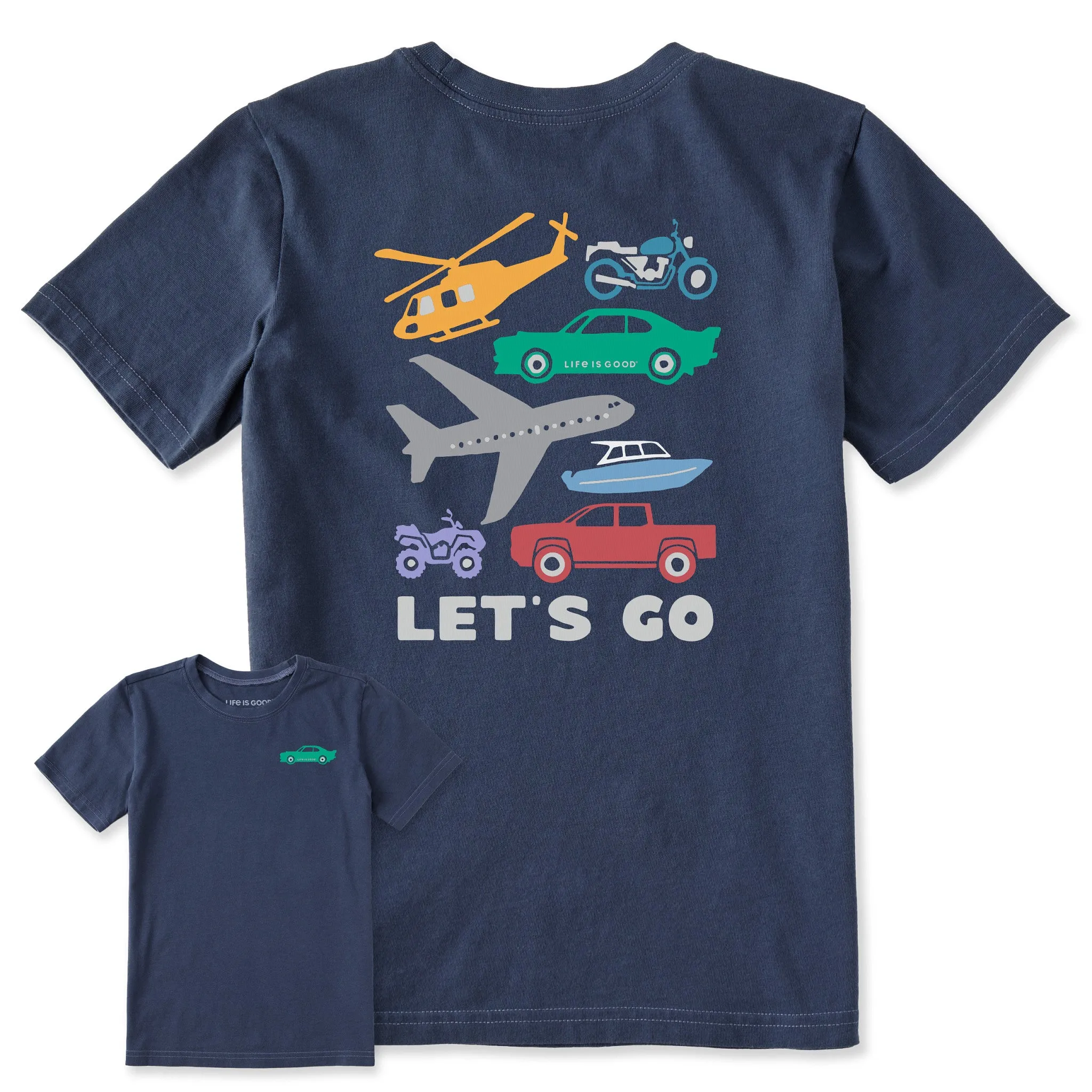 Kids Let's Go Vehicles Short Sleeve Crusher Tee Life is Good