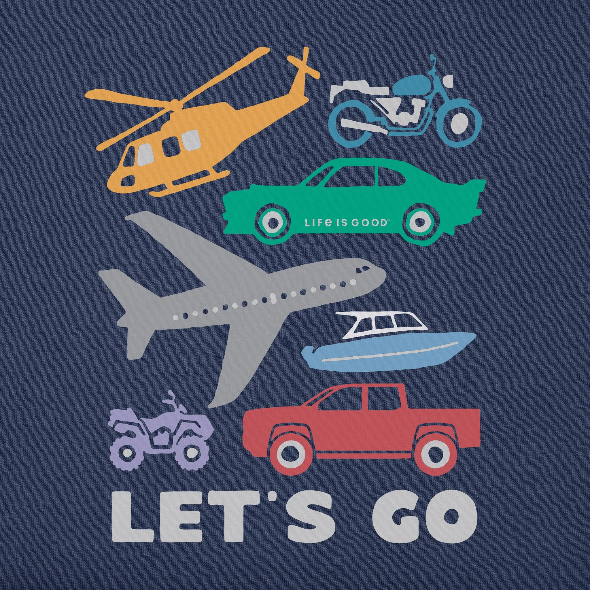 Kids Let's Go Vehicles Short Sleeve Crusher Tee Life is Good