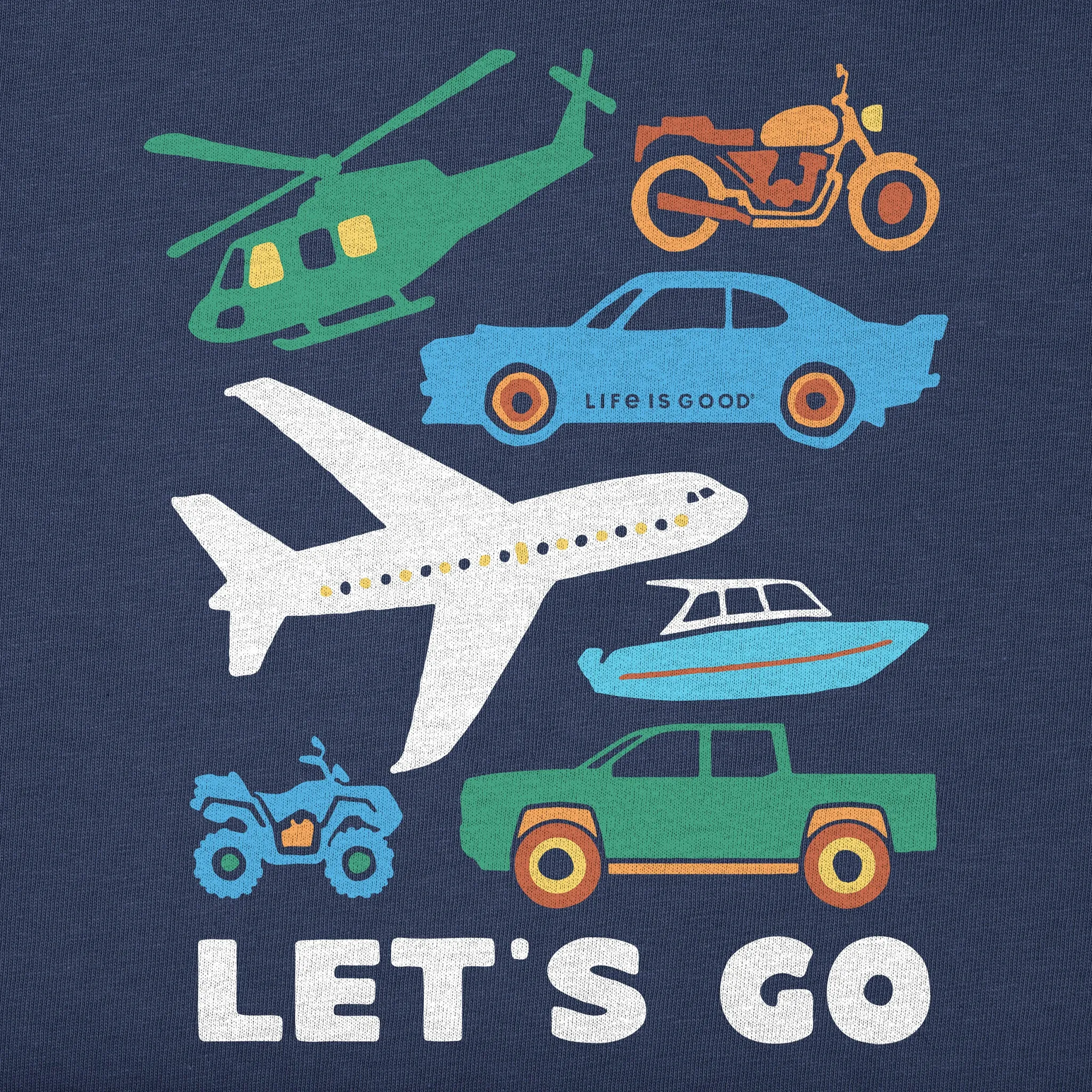 Kids Let's Go Vehicles Short Sleeve Crusher Tee Life is Good