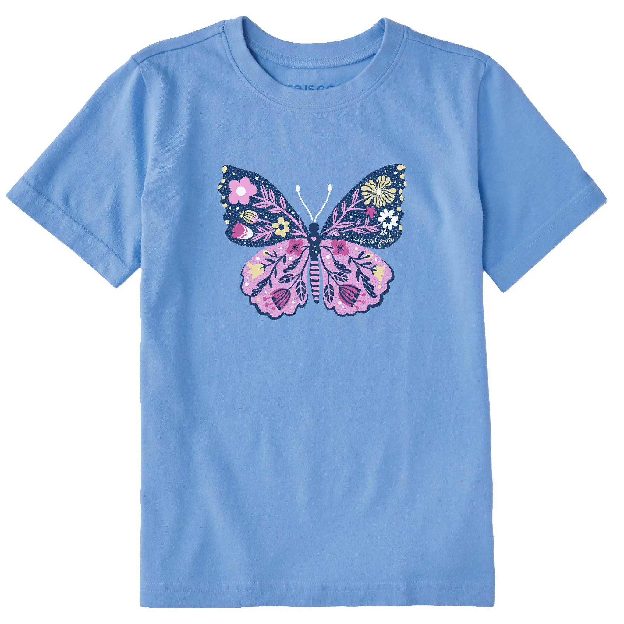 Kids Life is Good Floral Butterfly Short Sleeve Crusher Tee Life is Good