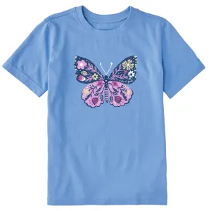 Kids Life is Good Floral Butterfly Short Sleeve Crusher Tee Life is Good