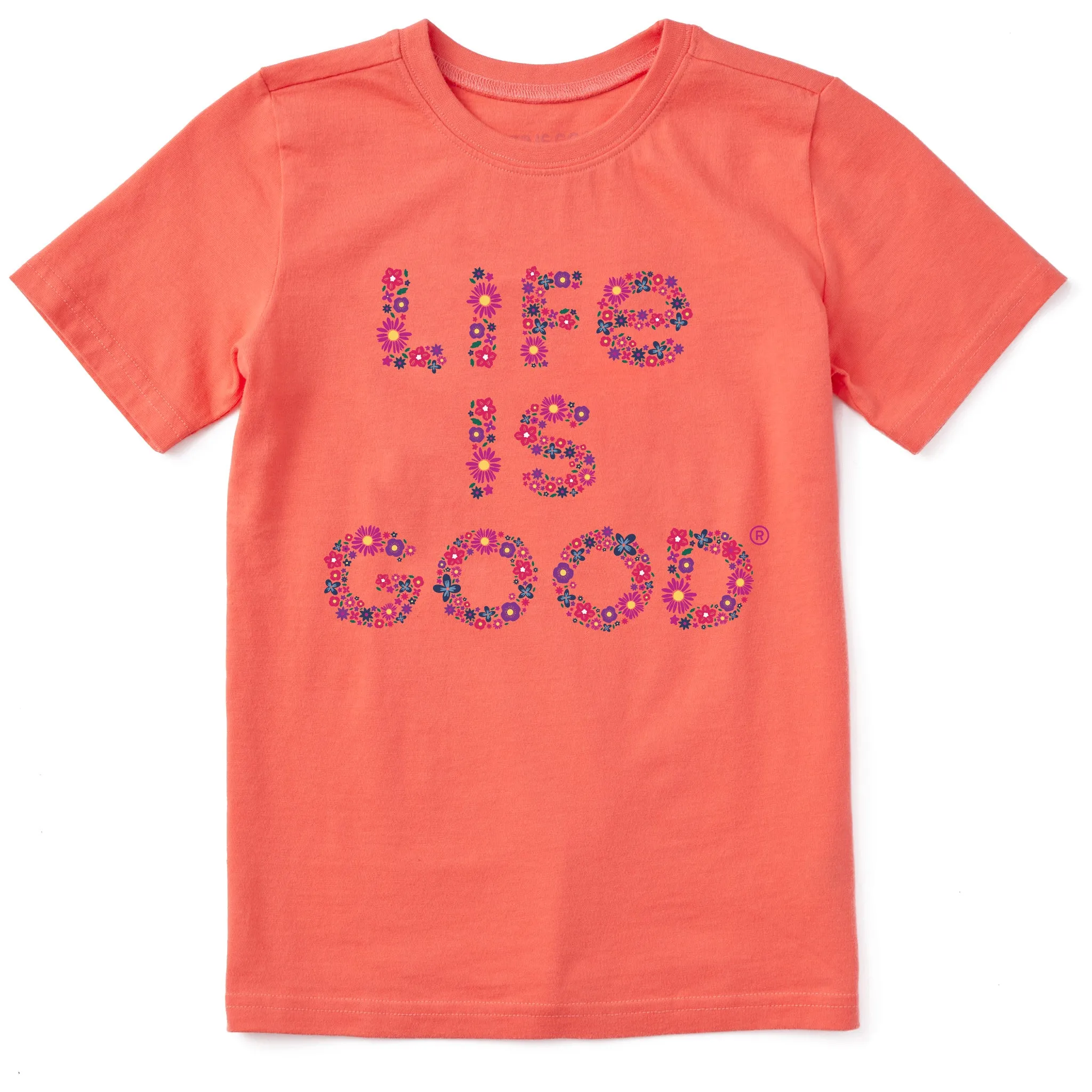 Kids LIG Floral Stacked Short Sleeve Crusher Tee Life is Good