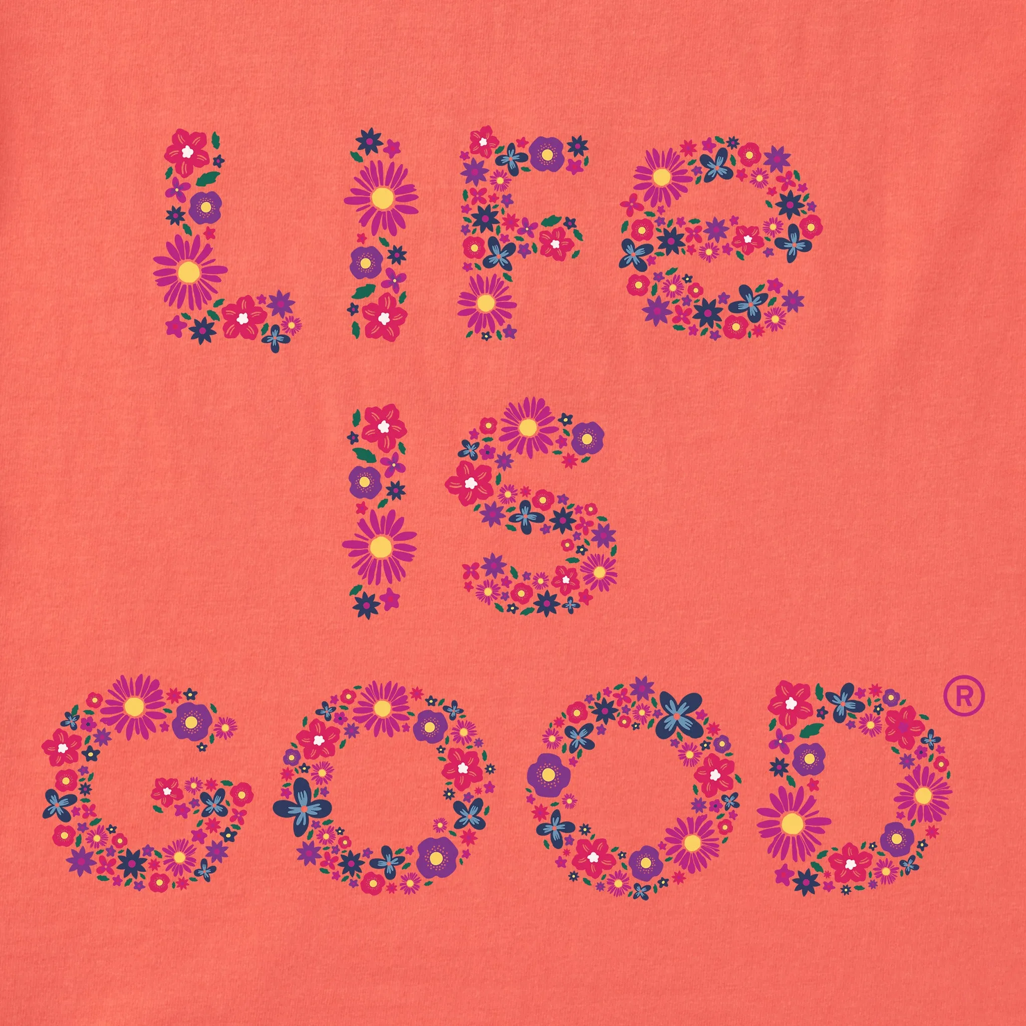 Kids LIG Floral Stacked Short Sleeve Crusher Tee Life is Good