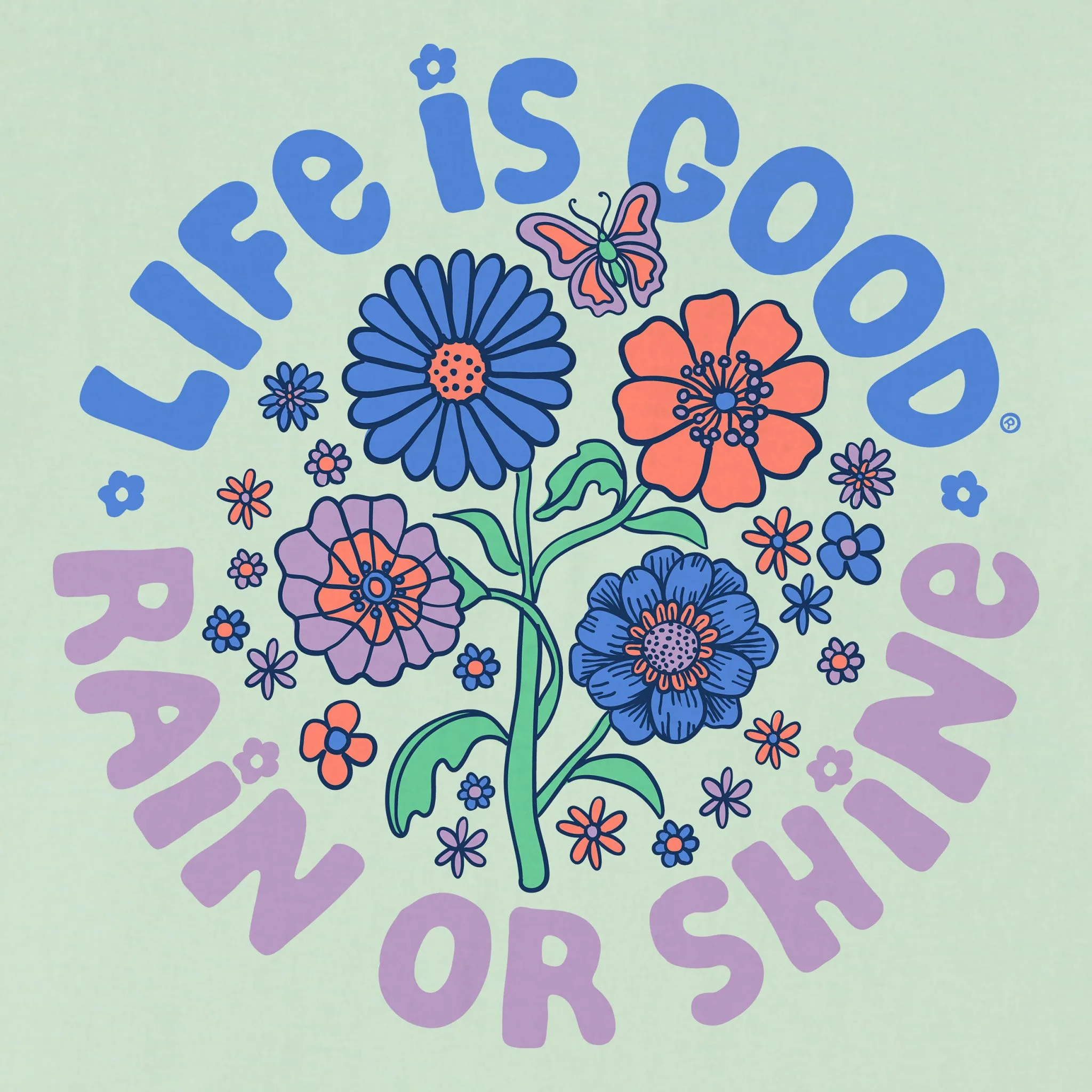 Kids LIG Rain or Shine Flowers Short Sleeve Crusher Tee Life is Good