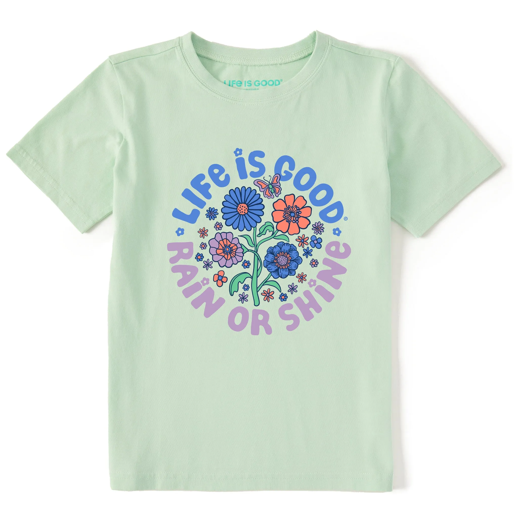 Kids LIG Rain or Shine Flowers Short Sleeve Crusher Tee Life is Good