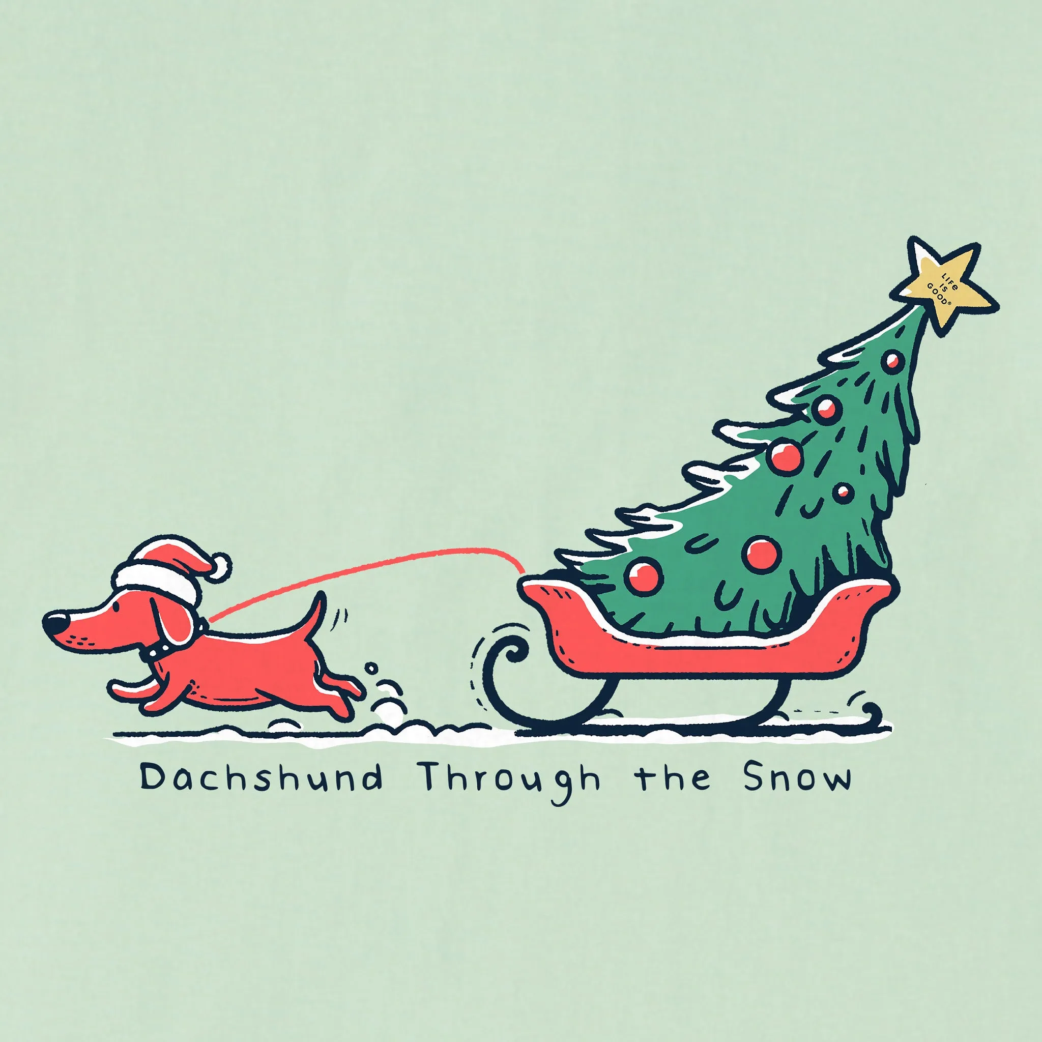 Kids Little Dachshund Through the Snow Short Sleeve Crusher Tee Life is Good