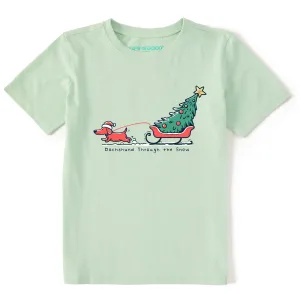 Kids Little Dachshund Through the Snow Short Sleeve Crusher Tee Life is Good