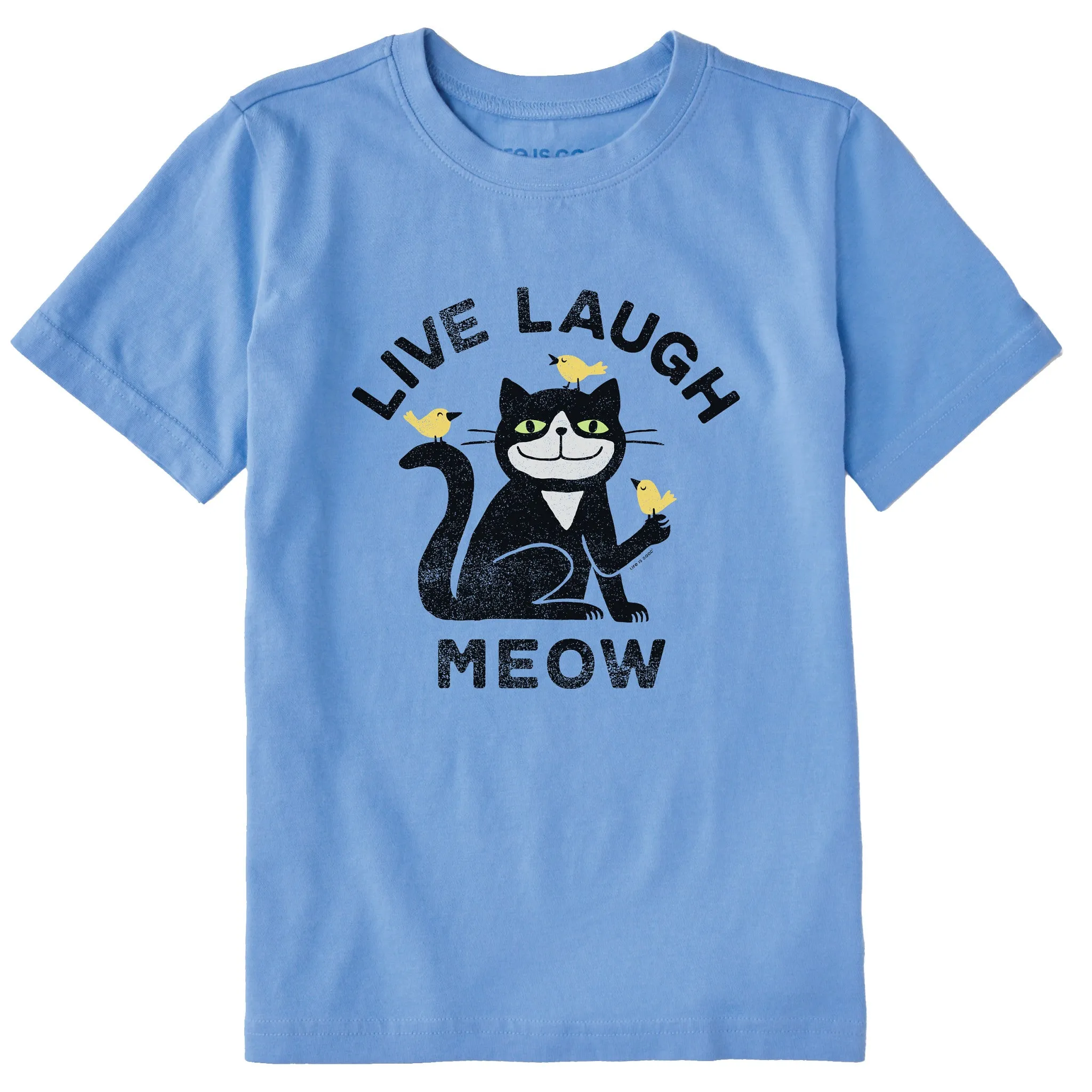 Kids Live Laugh Meow Short Sleeve Crusher Tee Life is Good