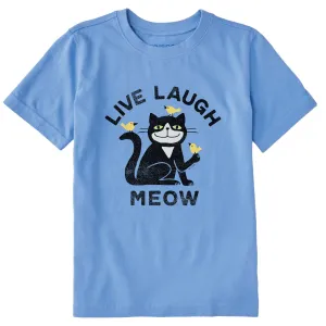 Kids Live Laugh Meow Short Sleeve Crusher Tee Life is Good